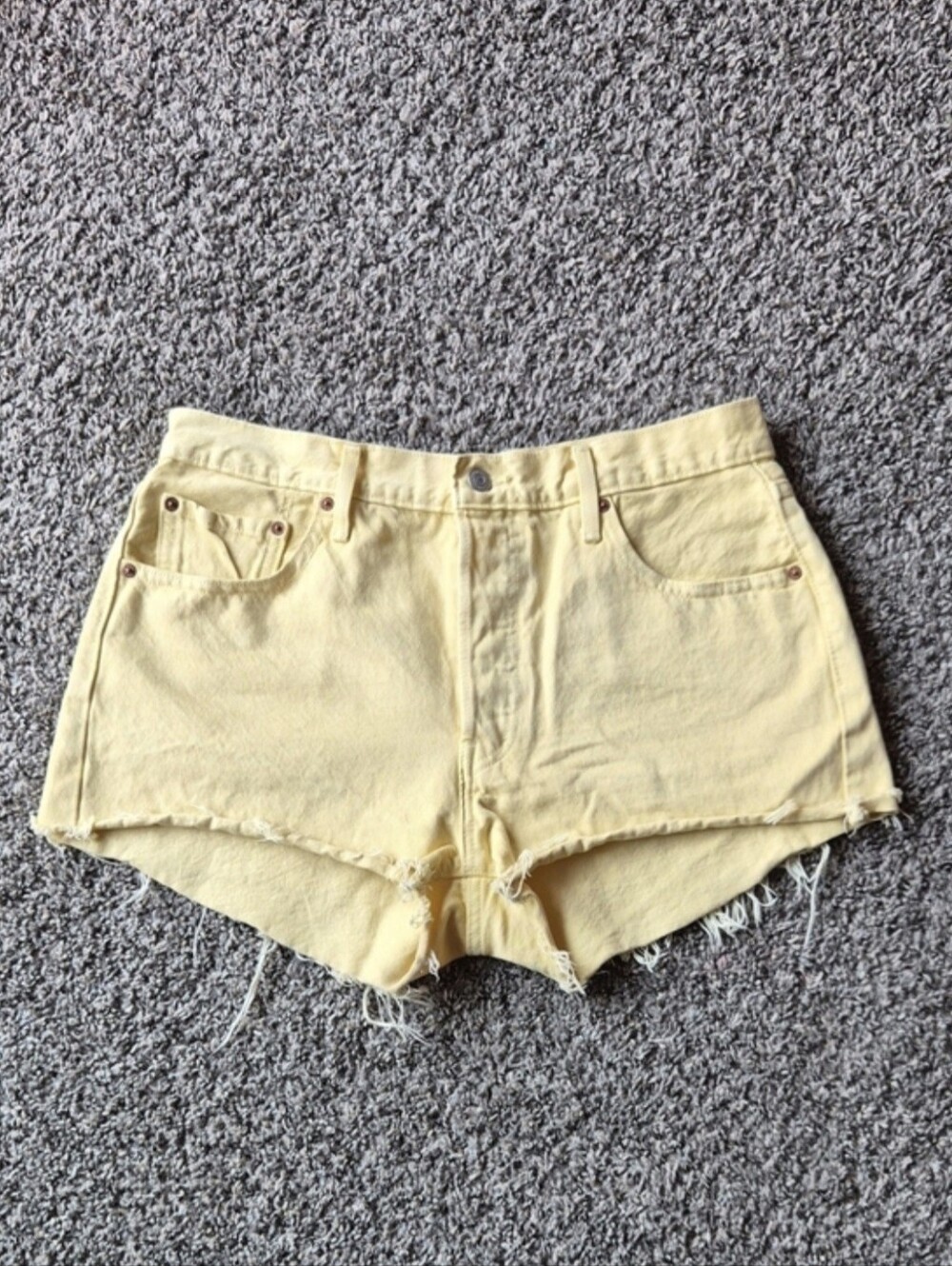 Levi's Yellow Denim Cut Off Shorts Size W32
